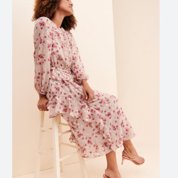 Current Air Long Sleeve Floral Midi Dress Girly Romantic Boho Fairycore Sz S - Picture 2 of 8